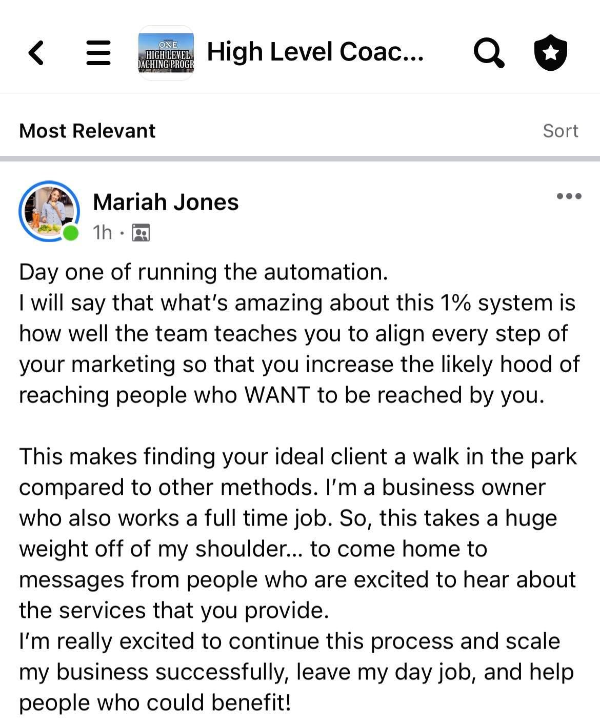 Mariah Jones Testimonial